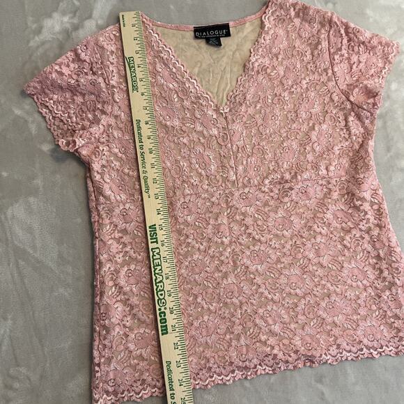 VTG Dialogue Top Womens Large Pink Lace Babydoll Fairy Y2K Soft Girl Romantic - Picture 6 of 8